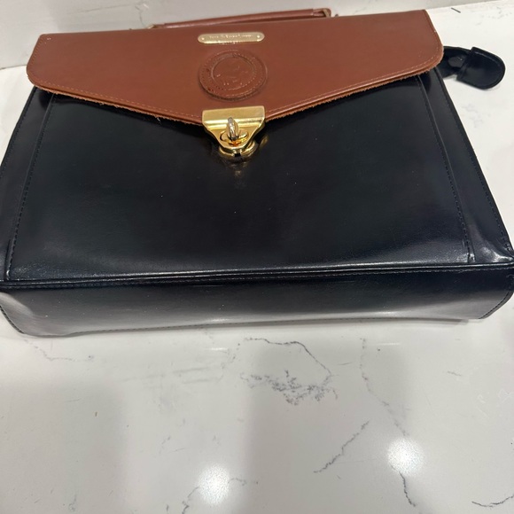 Ralph Lauren Black and Brown Women's Bag. Vintage mini leather briefcase. - Picture 2 of 8